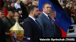 Руководители так группировок «ДНР» и «ЛНР» Денис Пушилин (слева) и Леонид Пасечник