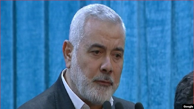 Hamas leader Esmail Haniya delivering obituary speech for Soleimani. Tehran, December 6, 2020.