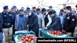 Balochistan Chief Minister Sanullah Zehri, seen here paying tribute to security personnel killed in a Quettta suicide attack in January 2016