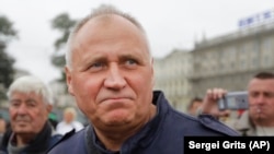 Belarusian opposition leader and former presidential candidate Mikalay Statkevich attends a protest in Minsk last year.