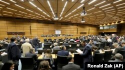 General view of the board of governors meeting of the International Atomic Energy Agency, IAEA, at the International Center in Vienna, Austria, Monday, Sept. 9, 2019.