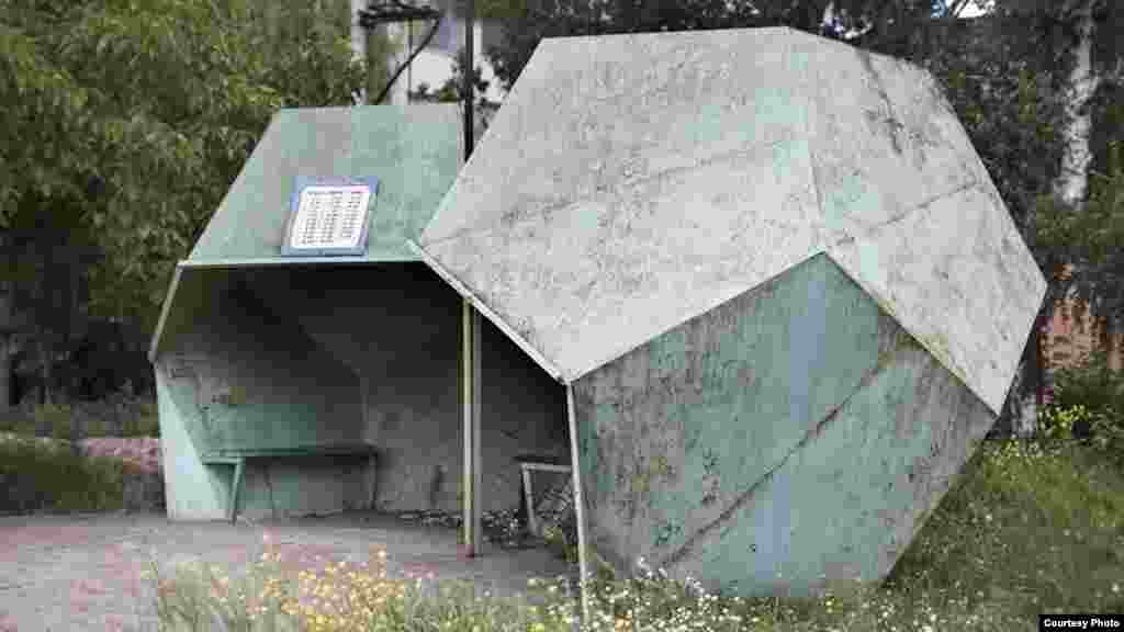 A bus stop in Falesti, Moldova