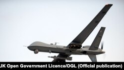 Un aparat de tip RAF Reaper UAV (Unmanned Aerial Vehicle) 
