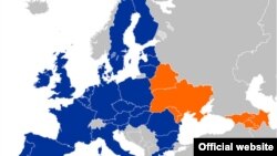 Карта Евросоюза и шести стран-участниц программы «Восточное партнерство»