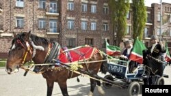 Kadyrov, on his way to celebrate Chechen Language Day in Grozny on April 25, 2010.