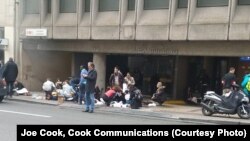 The scene outside of Brussels' Maalbeek metro station minutes after the blast.(Photo by Joe Cook, Cook Communications)