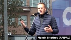 Aleksei Navalny, Vladimir Putin's most prominent opponent in recent years, attends a protest rally on September 29 in Moscow.