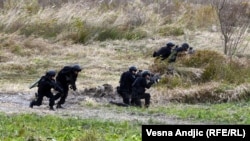 About 200 Russian paratroopers took part in the drill near the northern city of Nikinci, about 50 kilometers from the border with NATO-member Croatia.