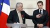 France -- Former WW II resistant Arsene Tchakarian delivers his speech after being awarded with the medal of Officer of the Legion of Honor by President Nicolas Sarkozy, (R) at the Elysee Palace in Paris, 07Mar2012