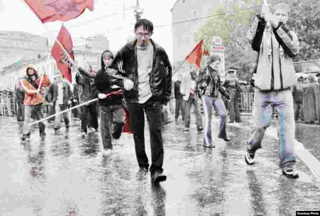 An Anti-Capitalism march staged by left-wing youth organizations in Moscow.17 September 2005.