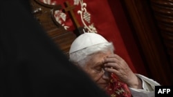 Pope Benedict XVI gestures at the St. Paul Cathedral in the Mount Lebanon village of Harissa, northeast of Beirut, on the first day of his visit to Lebanon.