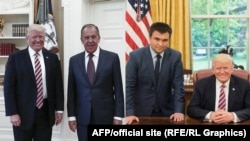 Зустріч Дональда Трампа із Сергієм Лавровим (ліворуч) та зустріч Дональда Трампа із Павлом Клімкіним (праворуч)