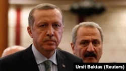 Turkish President Recep Tayyip Erdogan (left) and former Economy Minister Zafer Caglayan