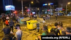 Proteste la Minsk după alegerile prezidențiale, câștigate de Alexandr Lukațenka, 10 august 2020.