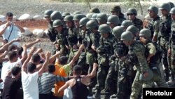 Armenia - Soldiers of a special peacekeeping unit of the Armenian Armed Forces practice crowd control.