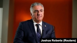 Reza Pahlavi, the last heir to Iran's defunct throne and the current head of the exiled House of Pahlavi speaks during an interview with Reuters in Washington, U.S., January 3, 2018.