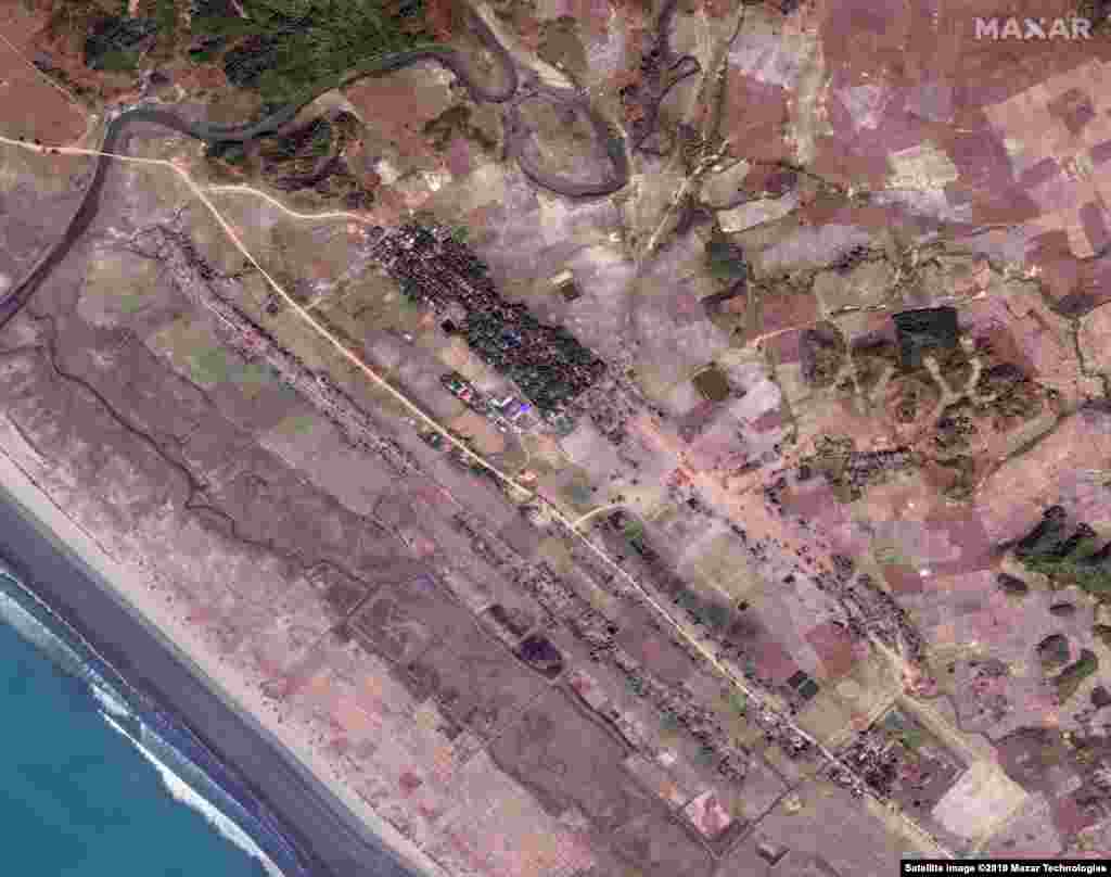 MYANMAR -- Satellite image shows the Inn Din village on November 11, 2018