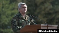 Nagorno Karabakh - Armenia's President Serzh Sarkisian addresses soldiers of Nagorno Karabakh's Defense Army and their parents, 25Mar,2017