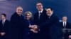 The prime ministers of Romania (Viorica Dancila, 2nd left), Bulgaria, (Boyko Borisov, left), and Greece (Alexis Tsipras, right) meet with Serbian President Aleksandar Vucic in Belgrade on December 22. 