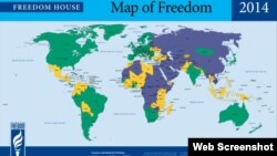 A screenshot of the Freedom House website featuring an annual survey.
