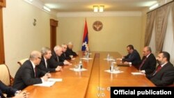 Nagorno-Karabakh - Bako Sahakian, the Karabakh president, meets with the visiting co-chairs of the OSCE Minsk Group, Stepanakert, 27Oct2015.