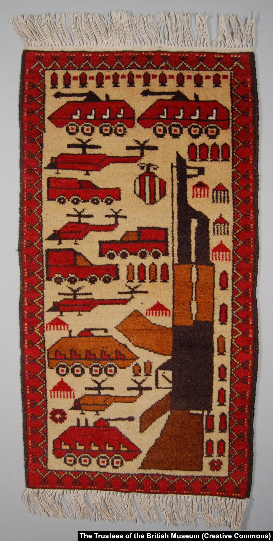 Combat On Carpet: Afghanistan's War Rugs 通販超高品質 Mid Rug Wool Afghanistan 1980's ラグ