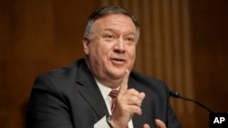 Secretary of State Mike Pompeo testifies during a Senate Foreign Relations committee hearing on the State Department's 2021 budget on Capitol Hill Thursday, July 30, 2020, in Washington. 
