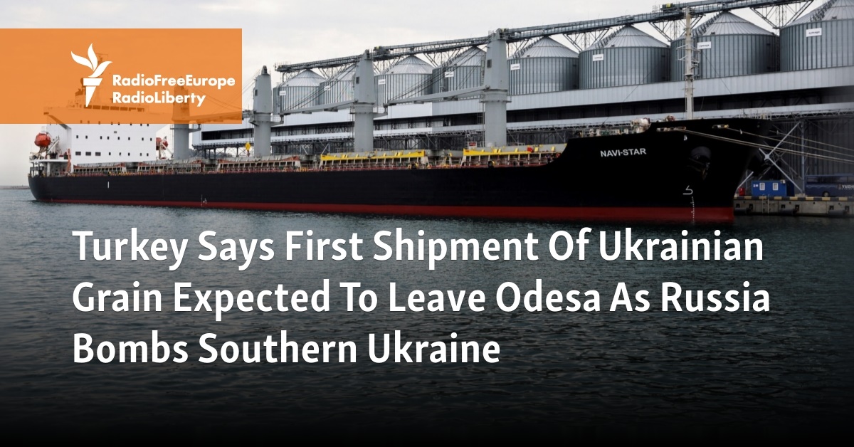 The first ship carrying Ukrainian grain leaves Odessa under an agreement with the UN