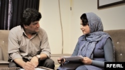 RFE/RL’s Kabul Bureau Chief Hamid Mohmand discusses the radio program For Every Child with UNICEF producer, Freshta Mursal
