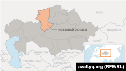 Костанайская область на карте Казахстана. 