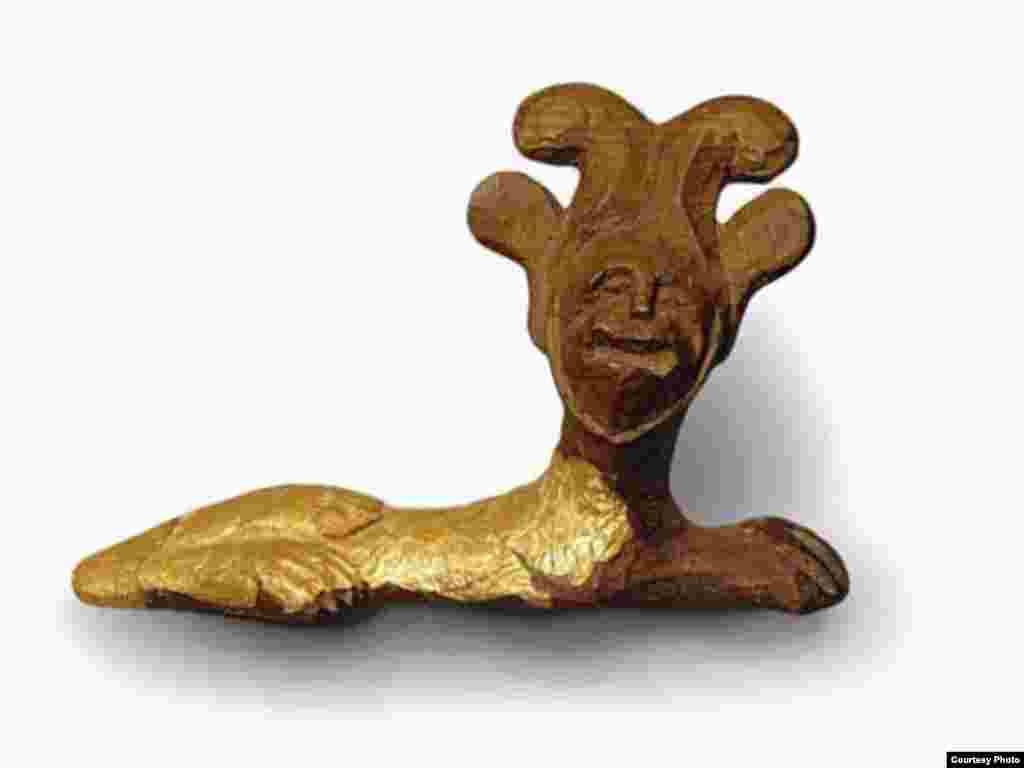 A horned sphinx from a coffin shroud, late 4th–early 3rd century B.C. (Presidential Center of Culture, Astana)