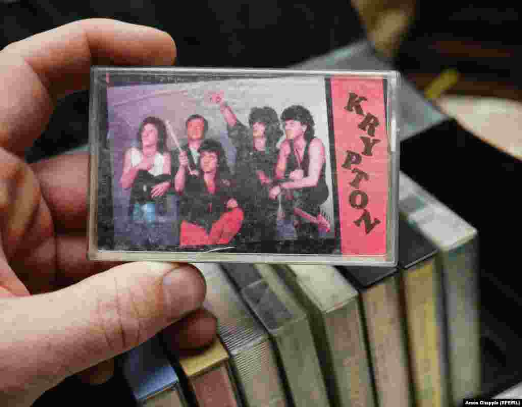 A box of music tapes. Krypton was a rock group founded in 1982 and warily tolerated by the communist authorities.