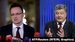 Ministri i Jashtëm hungarez Peter Szijjarto dhe presidenti ukrainas Petro Poroshenko