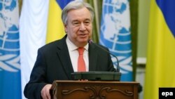 Генеральний секретар ООН Антоніу Ґутерріш. Київ, 9 липня 2017 року