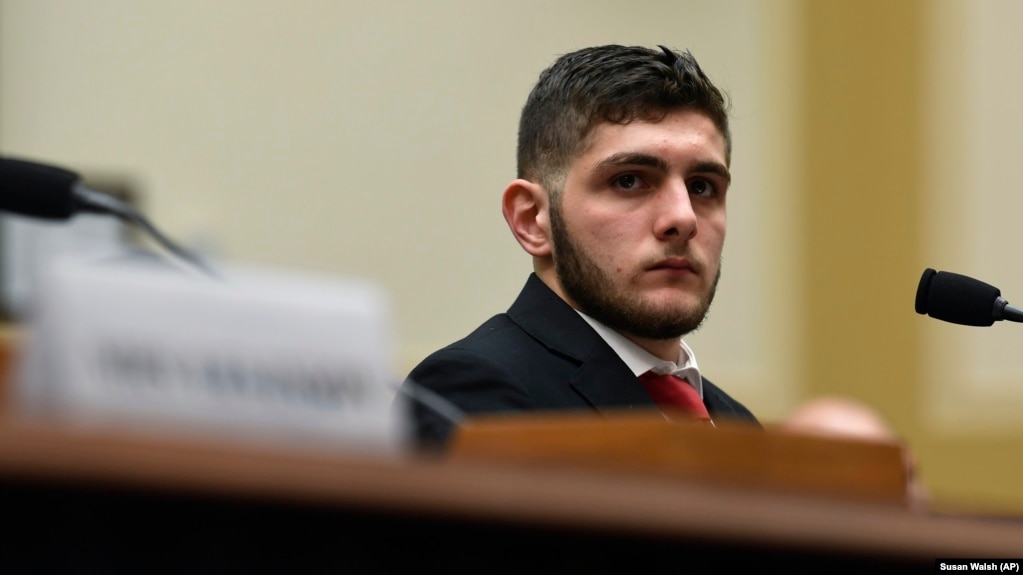 U.S. -- Omar Zakka, son of Nizar Zakkaa, a U.S. permanent resident imprisoned in Iran over spying allegations, testifies before a House Foreign Affairs Subcommittee on Capitol Hill in Washington, March 7, 2019