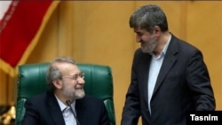 Ali Larijani, Iran's Majles Speaker and his former deputy Ali Motahari. FILE PHOTO