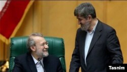 Ali Larijani, Iran's Majles Speaker and his former deputy Ali Motahari. FILE PHOTO