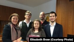 Abraham Geiger College students Natalya Verzhebovska (left to right), Max Feldhake, Anita Kantor, Amnon Selig, and Maciej Kirschenbaum