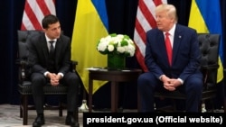 Ukrainian President Volodymyr Zelenskiy and U.S. President Donald Trump in New York on September 25, 2019.