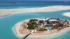 An aerial view of an artificial island in Dubai, a destination for the wealthy. 