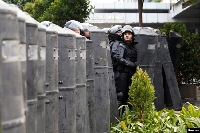 Спецназ во время акций протеста в Джакарте, 22 мая 2019 года.