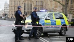 Полиција пред британскиот Парламент