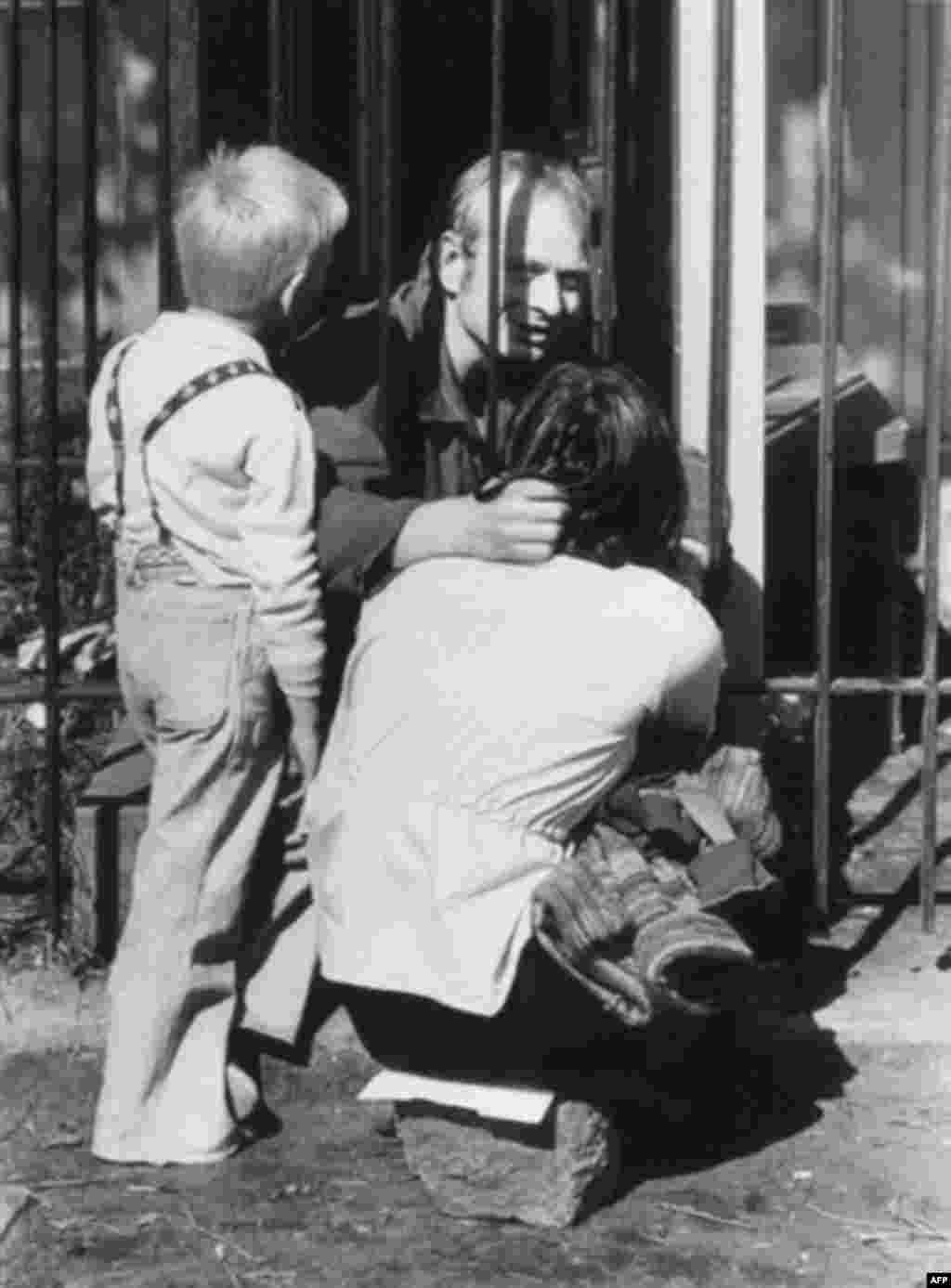 A striking shipyard worker in Gdansk is visited by relatives in August 1980 (AFP) - Poland's Solidarity movement was founded in September 1980 at the Lenin Shipyard in Gdansk and was headed by Lech Walesa. The movement grew into a broad anticommunist initiative that led to the collapse of the Polish communist system in 1989. In December 1989, Walesa became president of Poland.