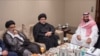 Saudi Crown Prince Mohammed bin Salman (right) met with Iraqi Shi'ite leader Muqtada al-Sadr (center) last week.
