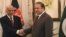 Afghan President Ashraf Ghani (L) and Pakistani Prime Minister Nawaz Sharif shake hands in November 2014.