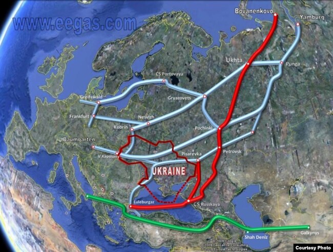 Geografski prikaz ruskih plinovoda i budućeg TurkStreama (označen zelenom bojom)