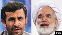 President Mahmud Ahmadinejad (left) and Mehdi Karrubi, former parliament speaker, faced off on June 6.