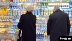 Armenia - Shoppers at a food supermarket in Yerevan.