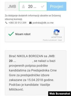 Na spisku "podržavalaca" kandidata Vasilija Miličkovića našao se bez svog znanja i novinar RSE Nikola Borozan