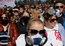 Митинг против полигона твердых отходов в Волоколамске в апреле 2018 года